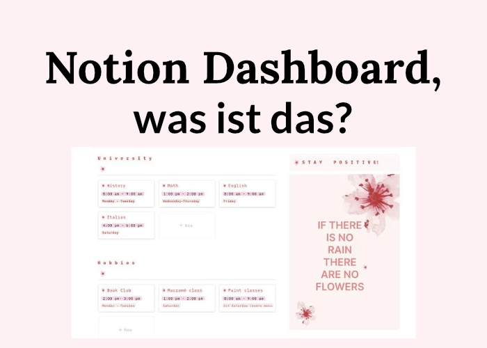 Notion Dashboard mit rosa Beispiel