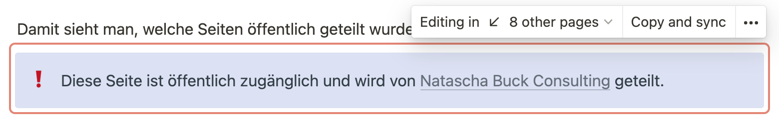 Öffentlich geteilte Seiten überblicken mit Sync-Block