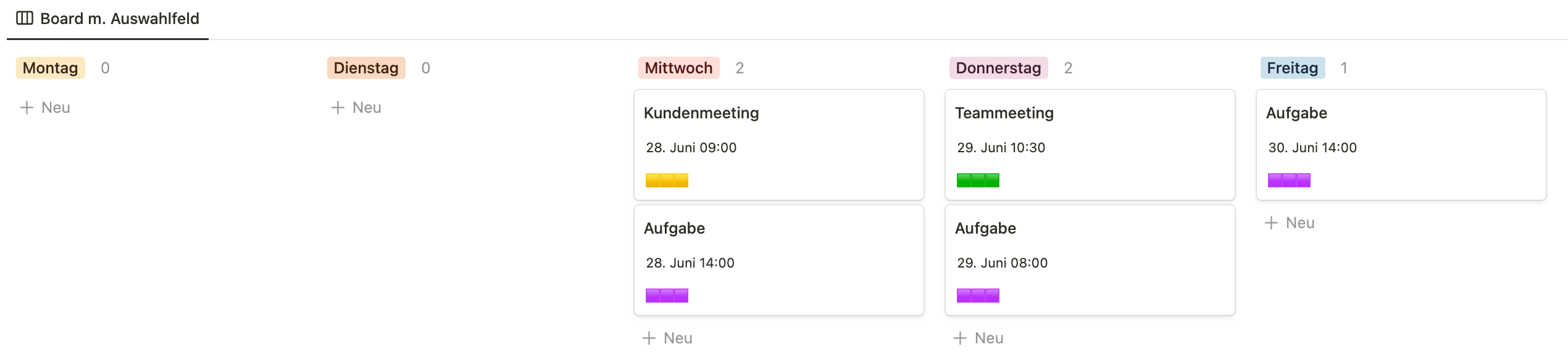 Notion Kalender einfärben