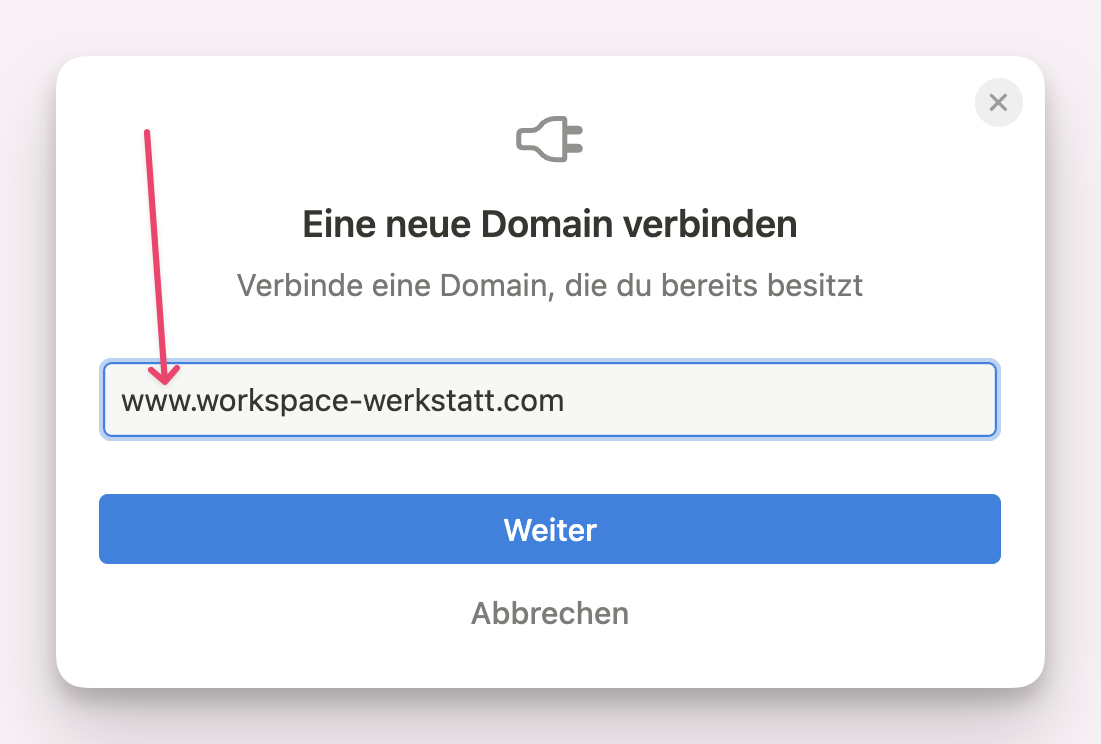 Für Notion Webseite neue Domain anlegen