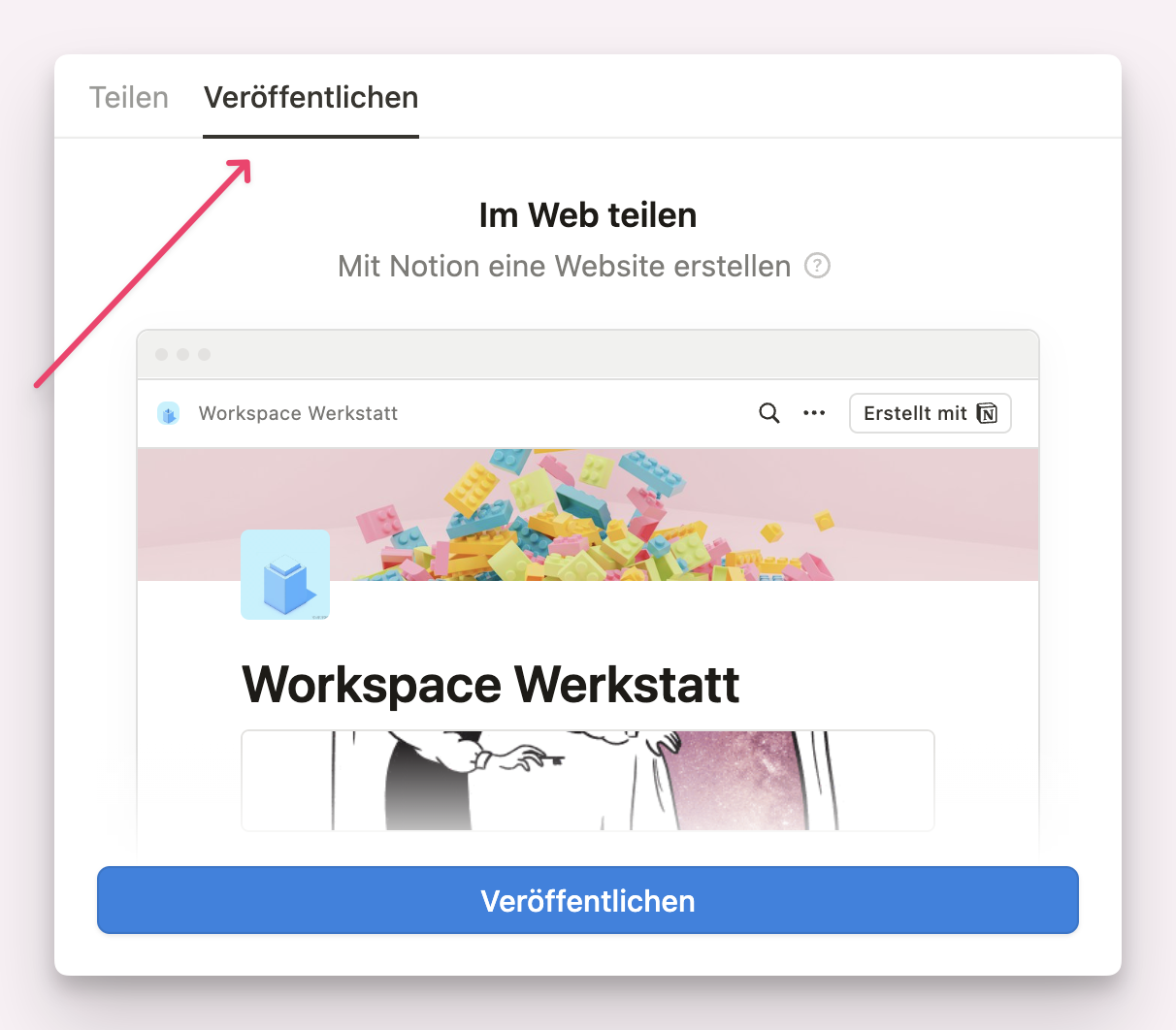 Notion Seite als Webseite veröffentlichen