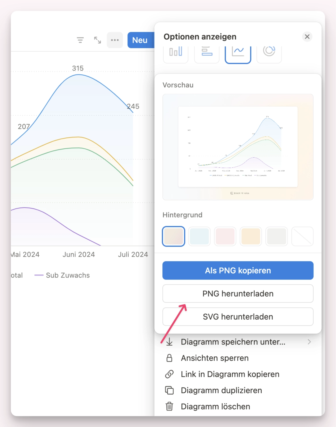 Notion Chart Diagramm als Bild abspeichern