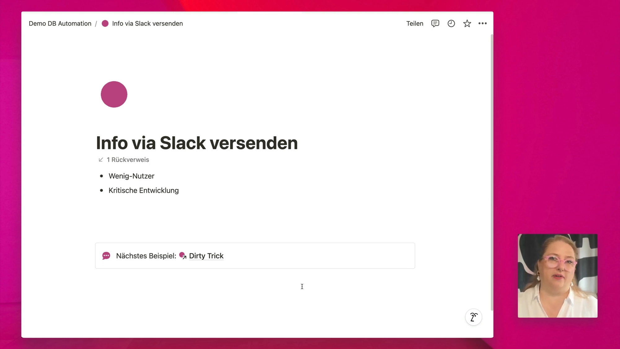 Notion Datenbank Automation Bsp Slack Benachrichtigung