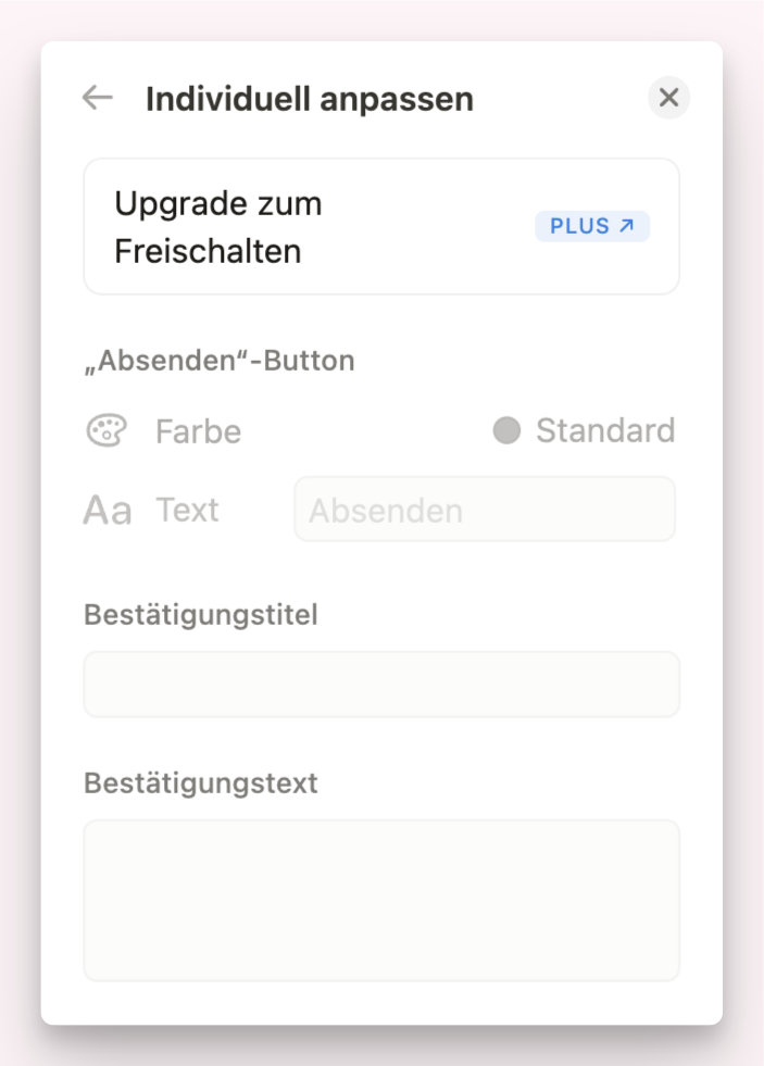 Notion Formular Funktion Individuelle Anpassungen