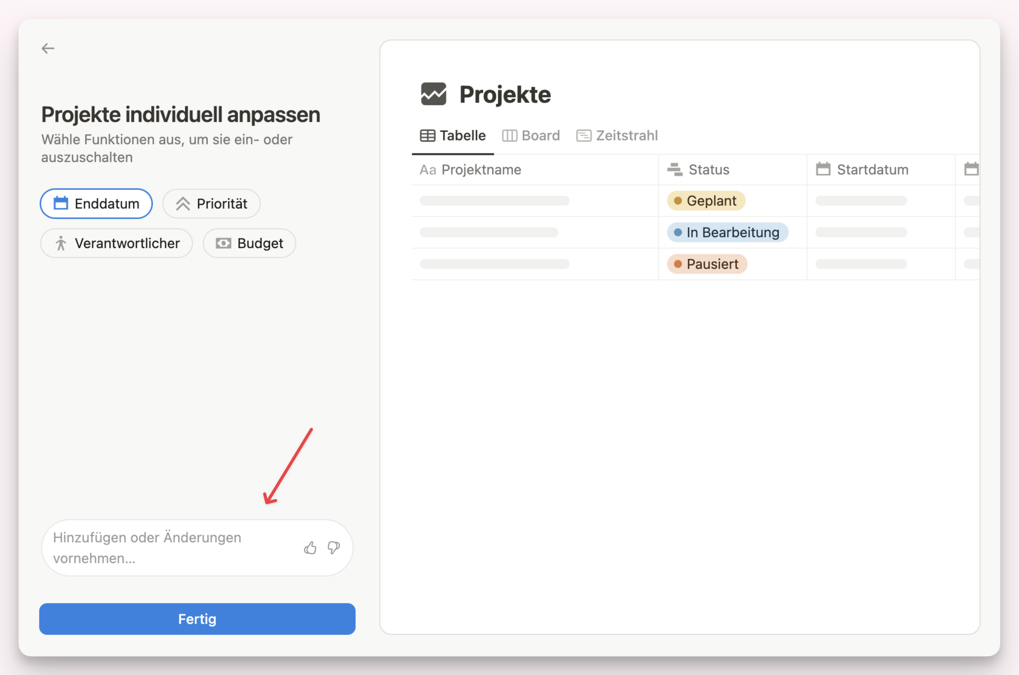 Notion DB mit Notion KI Prompt verbessern